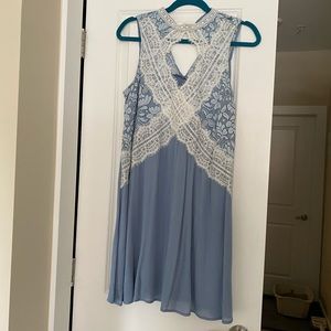 Blue lace key hole dress